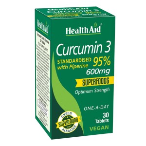 Health Aid Curcumin 3 Κουρκουμίνη με Πιπερίνη 600mg, 30tabs