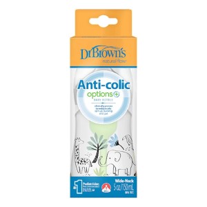 Dr. Browns Anti-Colic Options+ Μπιμπερό Πλαστικό Με Φαρδύ Λαιμό Ελεφαντάκι 0m+, 150ml