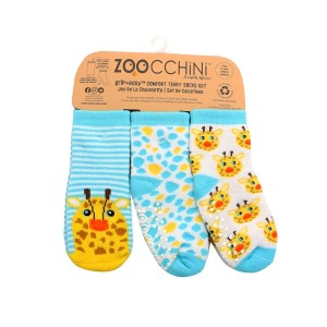 Zoocchini Grip&Easy Σετ Βρεφικά Αντιολισθητικά Καλτσάκια Jamie the Giraffe 0-24m, 3 ζευγάρια