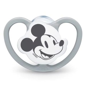Nuk Ορθοδοντική Πιπίλα Σιλικόνης Χωρίς Κρίκο Space Mickey με Θήκη Γκρι, 18-36m, 1τμχ