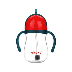 Akuku Blue/Red A0164 Ποτηράκι Εκπαιδευτικό Με Καλαμάκι 9m+, 280ml