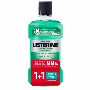 Listerine Teeth & Gum Defence Στοματικό Διάλυμα για Υγιή Δόντια & Ούλα, 500ml (1+1 Δώρο)