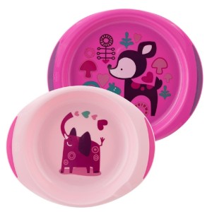 Chicco Dish Set Σετ Πιάτων Φαγητού Ροζ 12m+