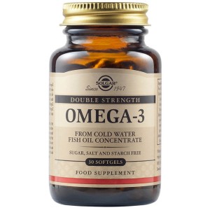 Solgar Omega 3 Double Strength Συμπλήρωμα Διατροφής με Ωμέγα 3 Λιπαρά Οξέα για την Υγεία του Εγκεφάλου & του Καρδιαγγειακού Συστήματος, 30softgels