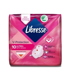Libresse V-Protection Ultra+ Regular Σερβιέτες με Φτερά, 10 τμχ