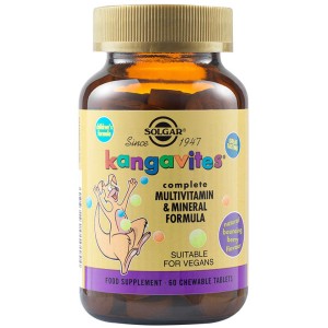 Solgar Kangavites Bouncing Berry Complete Multivitamin and Mineral Formula Παιδική Πολυβιταμίνη με Γεύση Φρούτα του Δάσους (από 3 ετών+), 60 Μασώμενα Δισκία