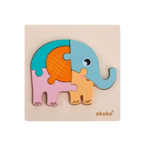 Akuku Elephant A0600 Το πρώτο μου Ξύλινο Παζλ Ελέφαντας, 1τμχ