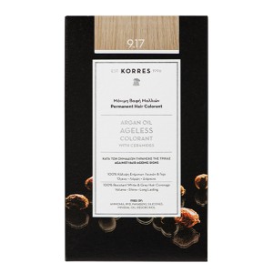 Korres Argan Oil Advanced Colorant Μόνιμη Βαφή Μαλλιών με Ceramides Νο 9.17 Κατάξανθο Ανοιχτό Μπεζ, 50ml