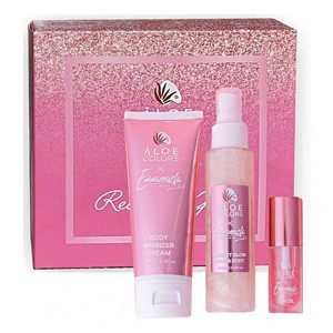 Aloe Colors x Emmanouela Cosmetics Ready to Glow Set με Golden Body Bronzer Cream Κρέμα Σώματος, 100ml & Secret Glow & Glitter Spray Λάμψης, 100ml & Lip Oil Έλαιο Χειλιών, 10ml