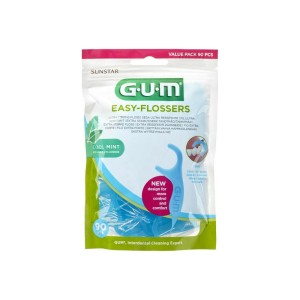 Gum Easy Flossers 890 Οδοντικό Νήμα σε Διχάλες Cool Mint Ελαφρώς Κερωμένο, 90τμχ