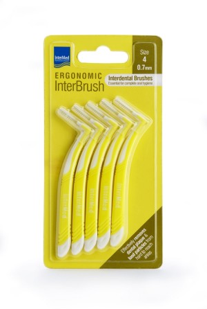  Intermed Ergonomic Interbrush Μεσοδόντια Βουρτσάκια Κίτρινα 0.7mm Μέγεθος 4, 5τμχ