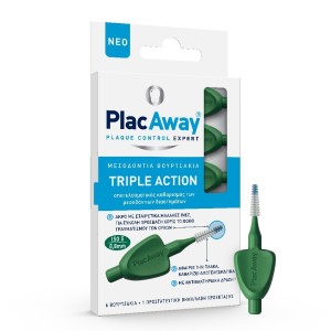 Plac Away Triple Action Μεσοδόντια Βουρτσάκια 0.8mm ISO 5 Πράσινο, 6τεμ