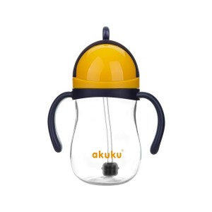 Akuku Blue/Yellow A0165 Ποτηράκι Εκπαιδευτικό Με Καλαμάκι 9m+, 280ml