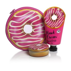 Pokhara Donut Set με Τσαντάκι, Lip Balm Φράουλα και Κρέμα Χεριών Φράουλα, 1σετ