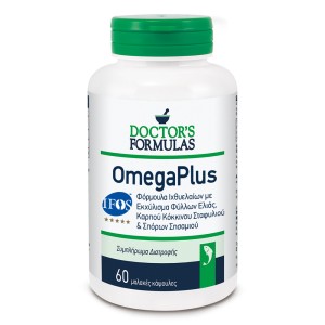 Doctors Formulas OmegaPlus, Φόρμουλα Ιχθυελαίων με Εκχύλισμα Φύλλων Ελιάς, Καρπού Κόκκινου Σταφυλιού & Σπόρων Σησαμιού, 60 μαλακές κάψουλες