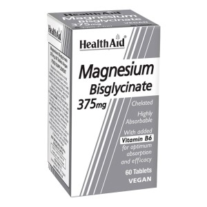 Health Aid Magnesium Bisglycinate 375mg & Vitamin B6 Χηλικό Μαγνήσιο & Βιταμίνη Β6, 60 tabs