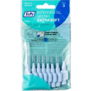 TePe Extra Soft 0.6 Μεσοδόντια Βουρτσάκια Πολύ Μαλακά Σιέλ, 8τμχ