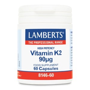 Lamberts Vitamin K2 90μg Συμπλήρωμα Βιταμίνης K2 για την Ομαλή Πήξη του Αίματος & την Καλή Υγεία των Οστών, 60 κάψουλες
