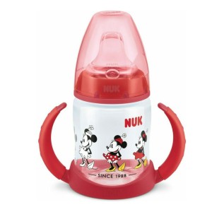 Nuk Εκπαιδευτικό Μπιμπερό Disney Mickey Με Στόμιο Σιλικόνης & Λαβές Κόκκινο Φιγούρα Minnie 6m+, 150ml