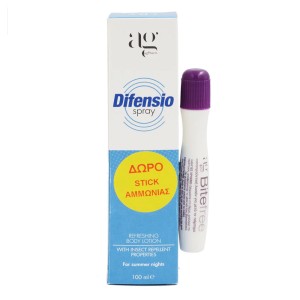 Ag Pharm Promo Difensio Spray Λοσιόν Σώματος με Εντομοαπωθητικές Ιδιότητες, 100ml & ΔΩΡΟ Bite Free Stick Καταπραϋντική Λοσιόν Αμμωνίας, 12gr