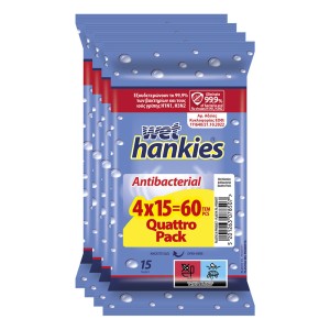 HANKIES ΥΓΡΑ ΜΑΝΤΗΛΑΚΙΑ 4x15τεμ. - (ANTIBACTERIAL)
