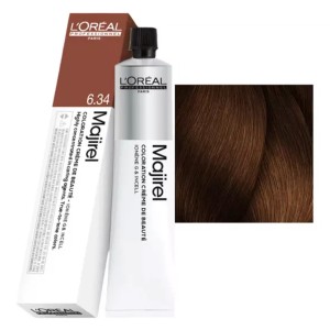 L’Oreal Professionnel Βαφή Μαλλιών Majirel 6.34 Ξανθό Σκούρο Ντορέ Χάλκινο, 60ml