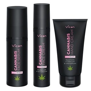 Vican Promo Wise Beauty Cannabis Face Cream, 50ml &Cannabis Face Serum, 30ml & Δώρο Cannabis Hand & Nail Cream, 75ml, 1σετ