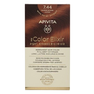 Apivita My Color Elixir Μόνιμη Βαφή Μαλλιών 7.44 Ξανθό Έντονο Χάλκινο, 125ml