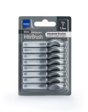 Intermed Mini Ergonomic InterBrush Μεσοδόντια Βουρτσάκια Γκρι 1.3mm Μέγεθος 7, 8τμχ