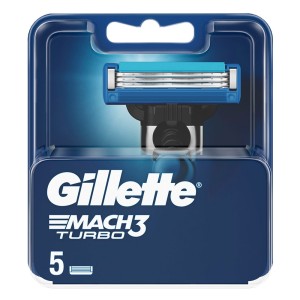 Gillette Mach3 Turbo Ανταλλακτικές Κεφαλές Ξυριστικής Μηχανής, 5τμχ