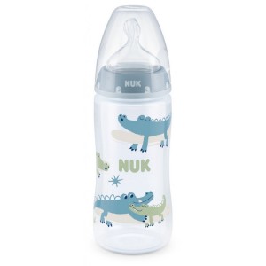 Nuk First Choice Plus Μπιμπερό Σιλικόνης με Δείκτη Ελέγχου Θερμοκρασίας Μπλε Κροκόδειλος 6-18m, 360ml
