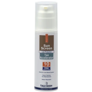 Frezyderm Sun Screen Tan Accelerator SPF 10 Αντιηλιακό γαλάκτωμα προσώπου και σώματος με επιταχυντές μαυρίσματος, 150 ml