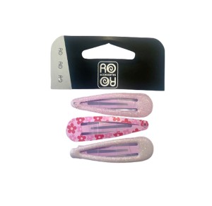  Ro-Ro Accessories Κλικ Κλακ Μαλλιών Ροζ Παιδικά 5cm, 3τμχ
