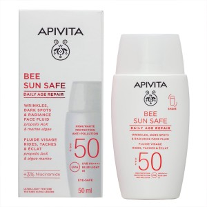 Apivita Bee Sun Safe Daily Age Λεπτόρρευστη Κρέμα Προσώπου Dry Touch Κατά των Πανάδων & των Ρυτίδων με SPF50, 50ml
