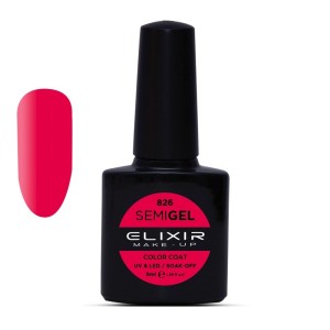 Elixir Make-up Semi Gel Ημιμόνιμο Επαγγελματικό Βερνίκι Νυχιών Νο826 Hollywood Cerise, 8ml