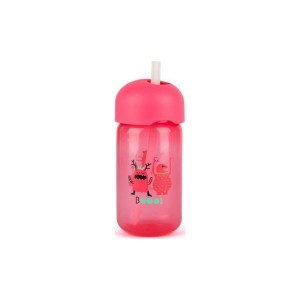 Suavinex Παγουρι με καλαμάκι Σιλικονης Booo! 340ml ροζ