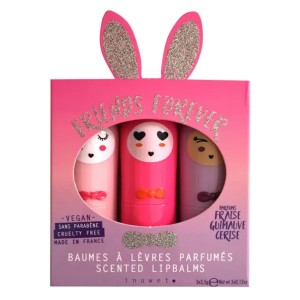Inuwet Friend Forever Lip Balm Ενυδάτωση Χειλιών με Γεύση Marshmallow/Κεράσι/Φράουλα, 3τμχ