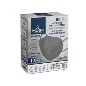 Musk Meltblown Protective Mask FFP2 NR Προστατευτική Μάσκα μιας Χρήσης 10 Τμχ Γκρι