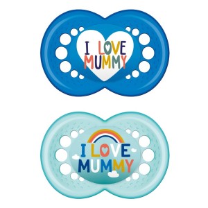 Mam Ι Love Mummy Ορθοδοντικές Πιπίλες Σιλικόνης 6-16m+ Τιρκουάζ/Μπλε, 2τμχ