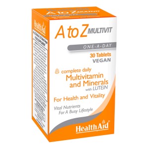 Health Aid A to Z Multivitamin Πολυβιταμίνη Συμπλήρωμα Διατροφής με Βιταμίνες, Μέταλλα και Λουτεΐνη, 30tabs
