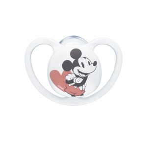 Nuk Ορθοδοντική Πιπίλα Σιλικόνης Χωρίς Κρίκο Space Mickey με Θήκη Γκρι, 18-36m, 1τμχ