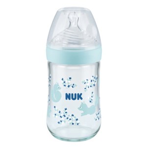 Nuk Nature Sense Γυάλινο Μπιμπερό με Θηλή Σιλικόνης Μεγεθος M 0-6m Πράσινη Κουκουβάγια, 240ml