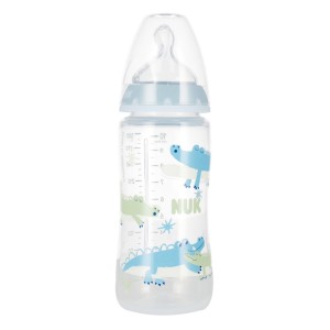 Nuk First Choice Πλαστικό Μπιμπερό με Θηλή Καουτσούκ Μπλε Κροκόδειλοι 0m+, 300ml