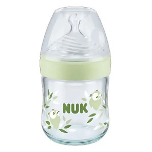 Nuk Nature Sense Γυάλινο Μπιμπερό Σιλικόνης με Θηλή Softer 0-6m Πράσινο, 120ml