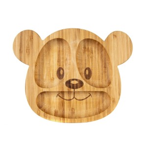 Ola Bamboo Teddy Bear Bamboo Plate Παιδικό Πιάτο από Μπαμπού με Βεντούζα σε Σχήμα Αρκουδάκι, 1τμχ