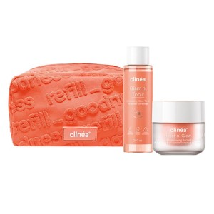 Clinea Reset n Glow Set Σετ Περιποίησης Προσώπου με Reset n Glow Κρέμα Ημέρας, 50ml, Glam n Tonic Toner Απολέπισης, 200ml & Δώρο Νεσεσέρ, 1σετ