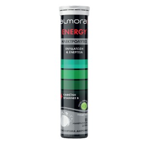 Elpen Almora Plus Energy Ηλεκτρολύτες με Καφεΐνη & Βιταμίνες Β για Ενυδάτωση & Ενέργεια 25 Αναβράζοντα Δισκία με γεύση Λεμόνι, 25αναβρ.δισκία
