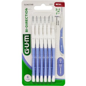 Gum Bi-Direction Μεσοδόντια Βουρτσάκια με Λαβή 0.6mm σε Xρώμα Μωβ, 6τμχ