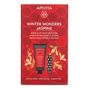 Apivita Winter Wonders Jasmine Σετ με Κρέμα Χεριών Ενυδάτωσης Γιασεμί 50ml & Lip Care Κάστανο 4.4g, 1σετ