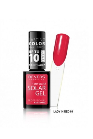 Revers Nail Polish Solar Gel Lady in red Ημιμονιμο Βερνικι N09, 10ml